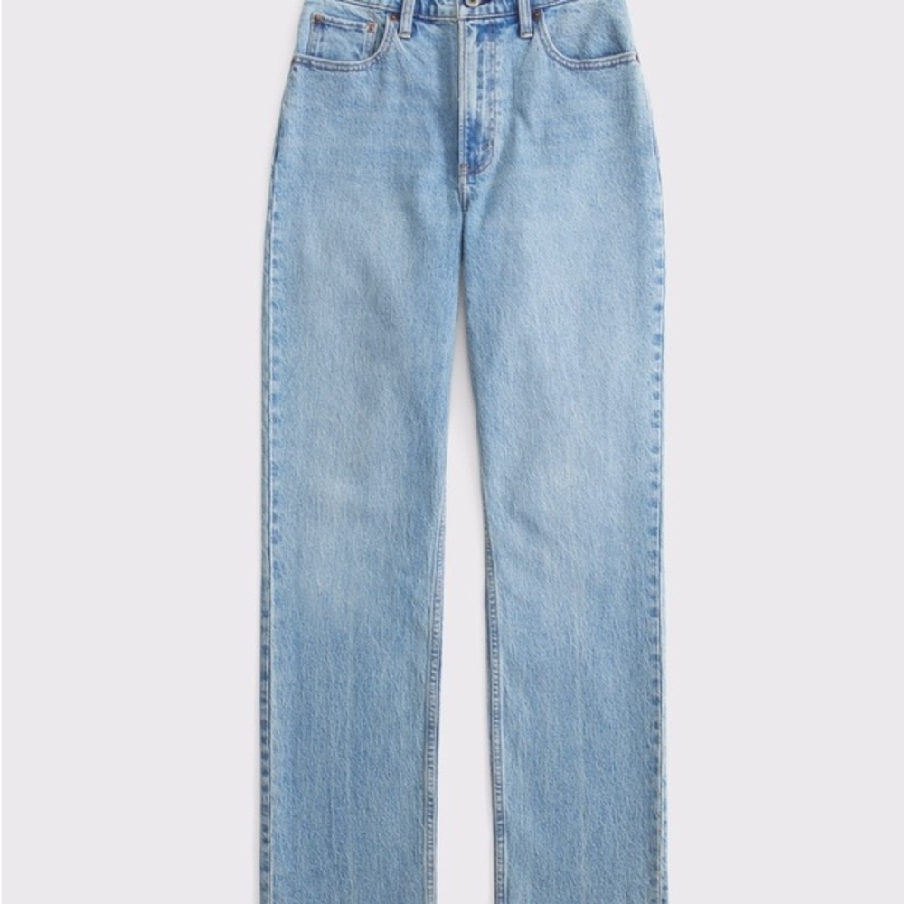 Abercrombie & Fitch High-Rise Straight Light Blue Jeans‎